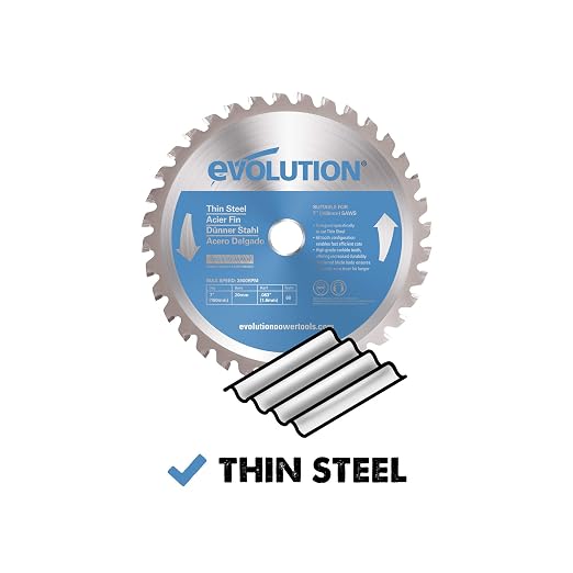 Evolution Power Tools 180BLADETS Thin Steel Cutting Blade, 7-Inch x 68-Tooth, Blue