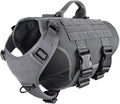 ICEFANG No Pull Tactical Dog Harness for Medium Dogs,Adjustable Dog Vest | Control Handle,MOLLE Panel,Front Hook,3 Leash Clips,Soft Padded,for walking training,Grey,Medium