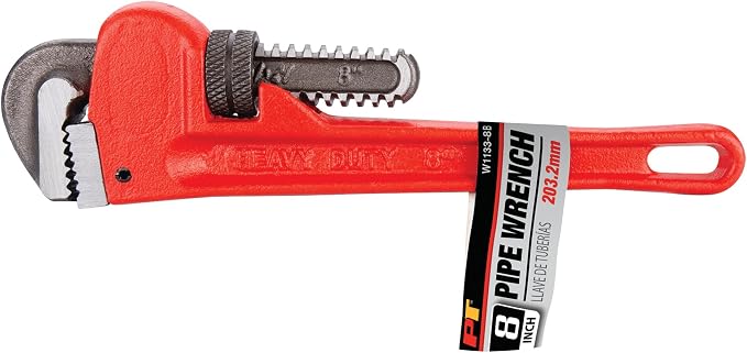 Performance Tool W1133-8B 8 in. Red Adjustable Pipe Wrench