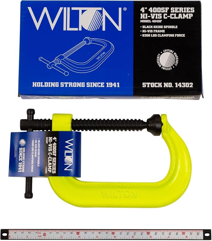 Wilton Hi-Vis C-Clamp, 4-1/4" Opening, 3-1/4" Throat, 6200 Lbs. Clamping Force (Model 404-SF) (Pack of 2)