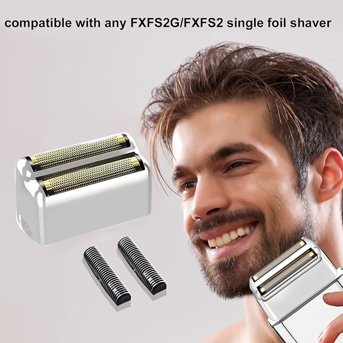 Silver Replacement blades Foil and Cutters Compatible with BaBylissPRO Barberology FXFS2 Shaver foil Replacement Heads(1 pack ）