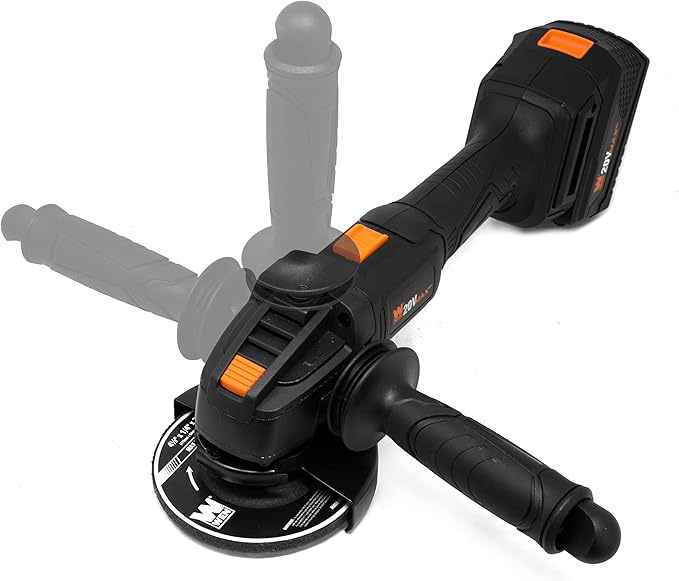 WEN Cordless Angle Grinder, Brushless with 20V Max 4.0 Ah Lithium-Ion Battery and Charger (20944), Black