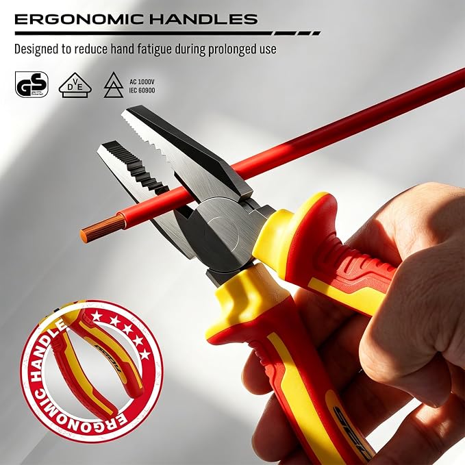 18-Piece Insulated Electrician Tool Set, VDE 1000V Insulated Screwdrivers, Voltage Tester, Long Nose, Diagonal Cutting and Water Pump Pliers for Electrical Work, Home Repair and Maintenance