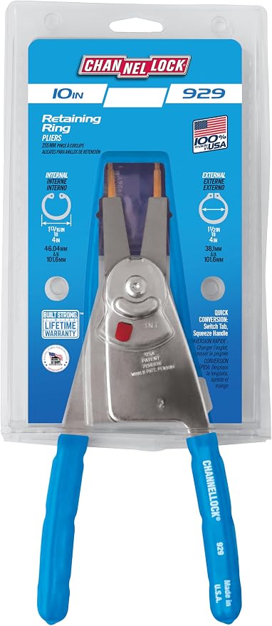 Channellock, 929, Retaining Ring Plier, Convertible, 1 pc., Blue