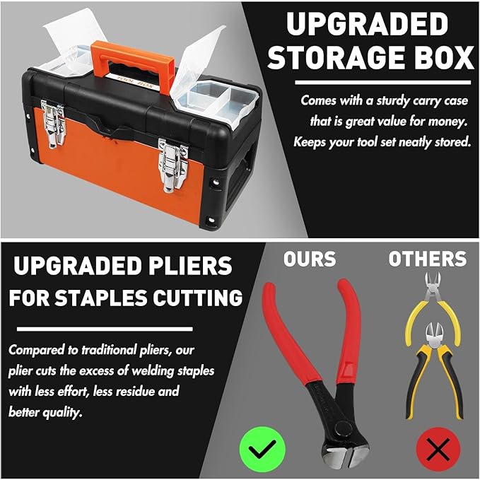 Plastic Welder Repair Machine Kit, 5-Level Adjustable Power, Bumper Plastic Repair Welding Hot Stapler Kit with Storage Tool Box, 110V
