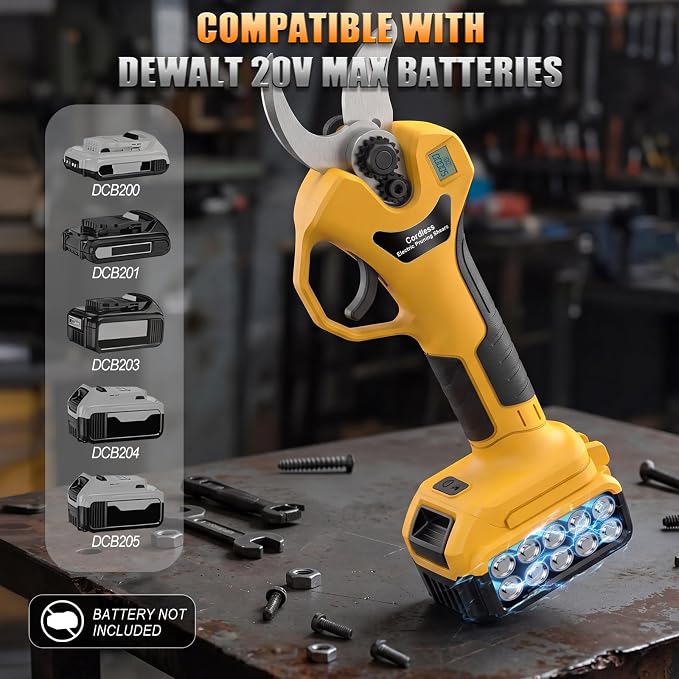 2-in-1 Cordless Pruning Shears with Pole Compatible with DeWalt 20V Battery (Tool Only, No Battery), 8FT Reach Pole Pruner, 1.2" Cut, Brushless Electric Branch Cutter for Tree Trimming & Gardening