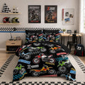 Dirt Bike Comforter Set Twin Size for Kids,Various Motocross Printed Sheet Set for Boys Teens Room Decor,7Pcs Extreme Sports Themed Bedding with Comforter,Fitted Sheet,Flat Sheet,Pillowcases.