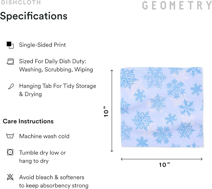 GEOMETRY Holiday Kitchen Dish Cloths - Quick Dry Dishcloths for Kitchen - Premium Dish Rags with Geoweave - 3-Pieces Set - Snow Frostin