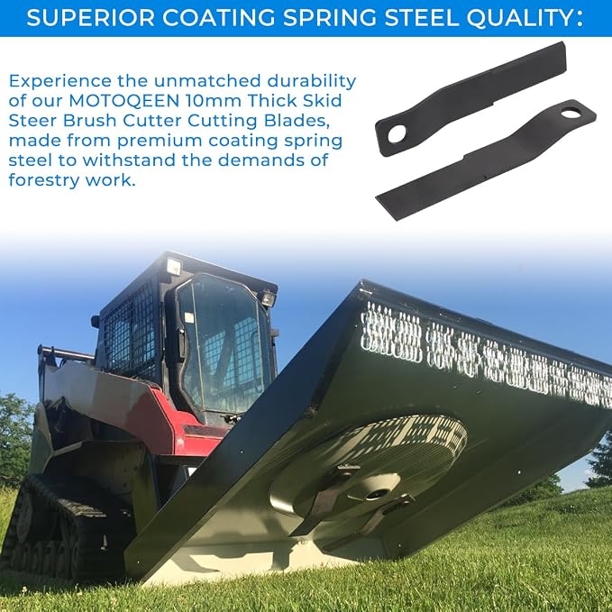 MOTOQUEEN Skid Steer Brush Hog Blades Cutter Cutting Blades 2pcs 10mm Thick Coating Spring Steel Lawn Mower Head Blade