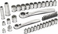 Titan 17441 1/4-Inch & 3/8-Inch Drive 41-Piece ExoDrive Pass-Through Ratchet and Socket Set, Pass-Thru Mechanics Tool Set