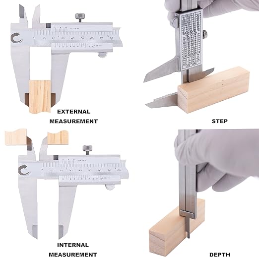 Clockwise Tools Vernier Caliper, DVLR-1205 0-12 Inch/300 mm, Inch (Fraction)/Metric, Stainless Steel