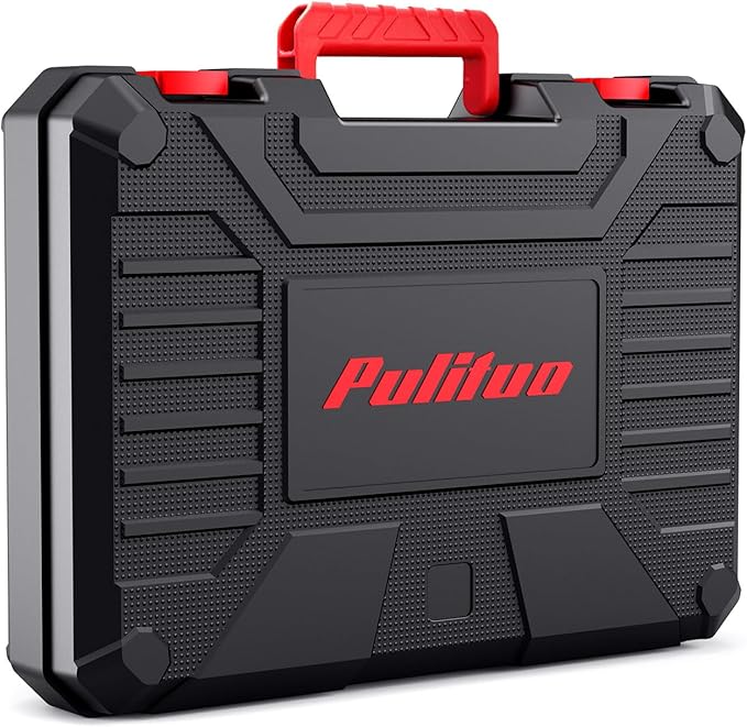 PULITUO 149-Piece Home Drill Set with 12V Red Cordless Drill, Hand Tools, Tool Box for Women, Men, DIY Enthusiasts for Home Improvement.
