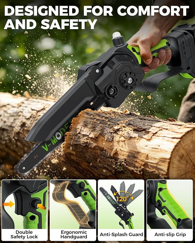3-IN-1 Electric Pole Saws for Tree Trimming, 8&6 Inch Mini Chainsaw with Extension Pole, 2 * 4.0Ah Battery Powered Pole Chain Saw, Cordless Tree Trimmer Brushless 15ft Max Reach Branch Cutter Pruner