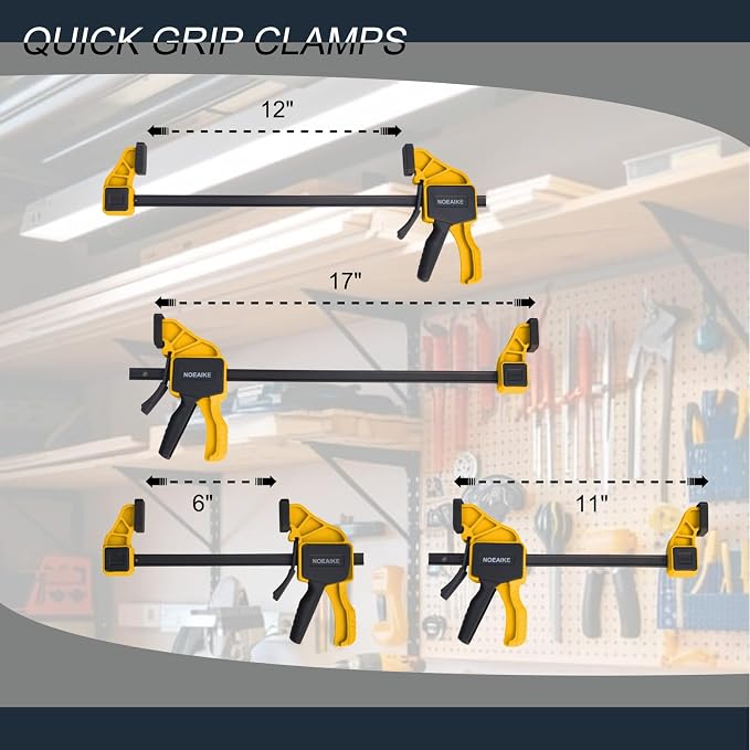 6-Pack Wood Clamps 4Pcs 12in & 2Pcs 6in for Woodworking