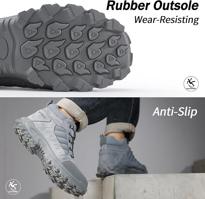 GUSAYEX Steel Toe Boots for Men Puncture Resistant Safety Work Boots with Kevlar Midsole Industrial Lightweight Men's Work & Utility Protective Shoes for Construction Warehouse Factory