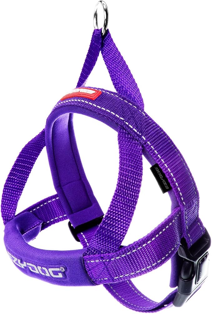 EzyDog Quick Fit Dog Harness, Soft Neoprene Padding - X-Small, Purple | Fast One-Click Buckle, Adjustable Fit, Strong Reinforced Materials, Reflective Stitching, No Pull Dog Harness, Easy Walking