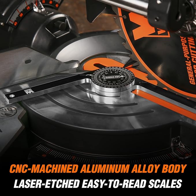 WEN Miter Saw Protractor, 7.25-Inch Aluminum Alloy with Laser-Engraved Scaled (ME175P)