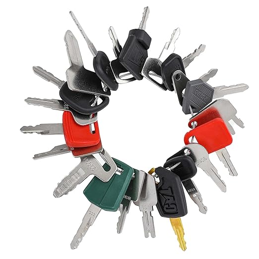 21-Piece Heavy Equipment Key Set Compatible with CAT, John Deere, Komatsu, Kubota, JCB, Bobcat & 10+ Brands - Universal Durable Ignition Keys