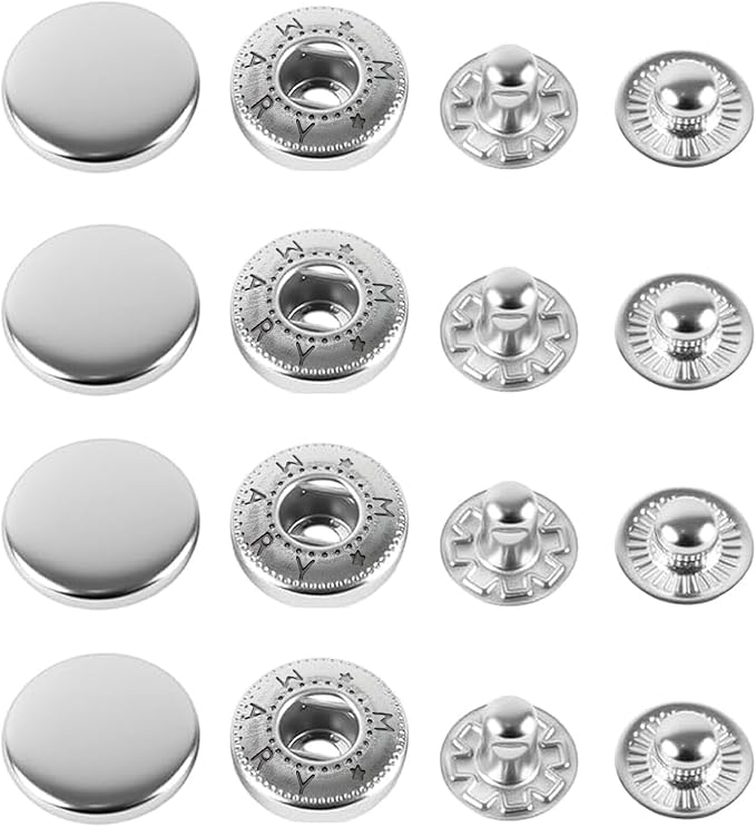 CRAFTMEMORE Snap Setter Fastener Kit Button Fixing Tool S-Spring Socket Popper Setting Tool with 10 Silver Snaps #633 VT5 (12mm (0.47"))