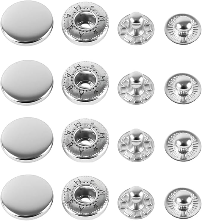 CRAFTMEMORE Snap Setter Fastener Kit Button Fixing Tool S-Spring Socket Popper Setting Tool with 10 Silver Snaps #831 VT8 (15mm (0.59"))