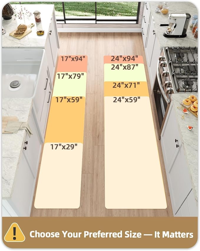 Color&Geometry Anti Fatigue Cushion Kitchen Mat for Floor -24"x87",Wide,Easy Clean, Water & Oil Proof, Anti Slip, Foam Rubber Runner Rug for Front Sink Comfort Standing,Brown