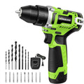 12V Brushless Power Drill, Cordless Drill with LCD Smart Display, 29+1 Torque Setting, 3/8 Inch Keyless Metal Chuck, 2.0Ah Battery, Fast Charger and 18Pcs Bits Included(Green)