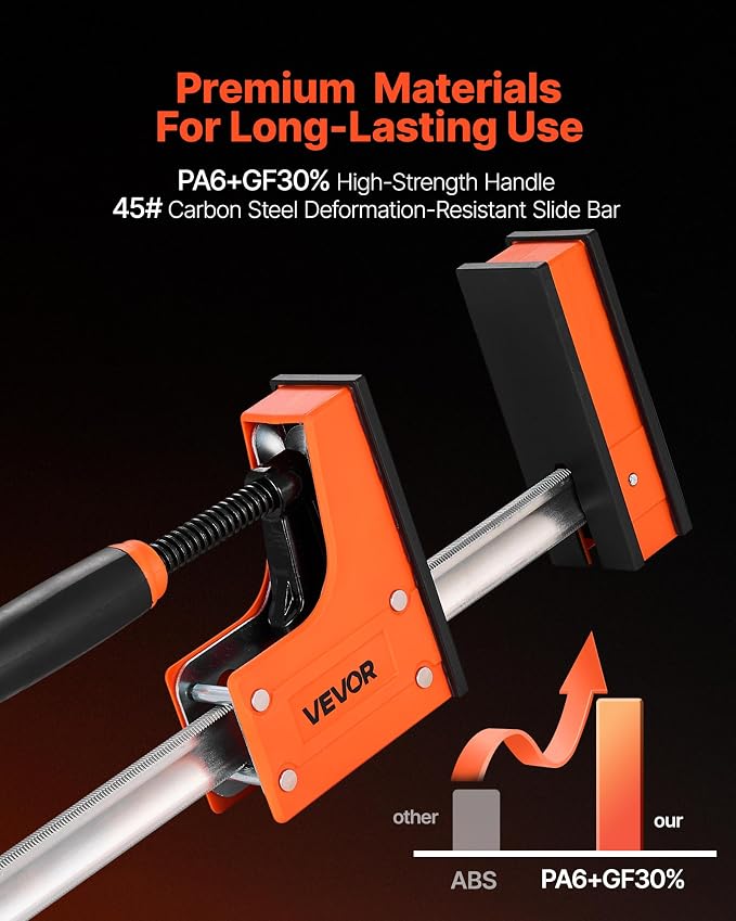 VEVOR Bar Clamps for Woodworking, 2-Pack 36 inch Parallel Clamp Set, F-Clamp with 1500 lbs Load Limit, Even Pressure, High-strength Plastic and Carbon Steel, for Woodworking Metal Working, Orange