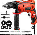 Enventor 7.5 Amp Hammer Drill, 1/2 Inch Electric Drill Hammer, 900W 0-3000RPM Variable Speed, 360° Auxiliary Handle, Lightweight Corded Hammer & Drill 2 in 1 Functions with 9pcs Bit for Metal, Wood