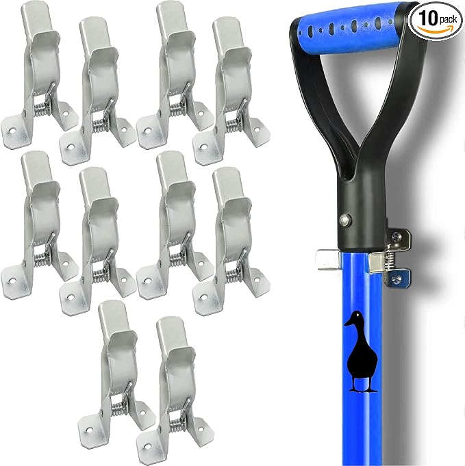 Black Duck Brand White Spring Grip Clamps, Mop and Broom Clamp Holder for Shovel, Rake, Broom, Mop, Etc. (10, Jumbo)