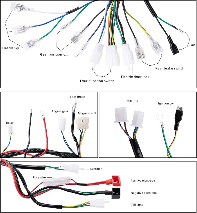 Complete Electrics Stator Coil CDI Wiring Harness with Full Copper Wire for 4-Stroke ATV Quad 150cc-300cc
