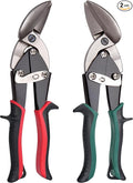 Aviation Tin Snips Set, Straight Heavy Duty Left and Right Tin Cutting Shears, 2-Piece Metal Cutters With Comfort Grips and Safety Latch