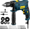 Enventor 7.5 Amp Hammer Drill, 1/2 Inch Electric Drill Hammer, 900W 0-3000RPM Variable Speed, 360° Auxiliary Handle, Lightweight Corded Hammer & Drill 2 in 1 with 9pcs Bit for Metal, Wood, Blue