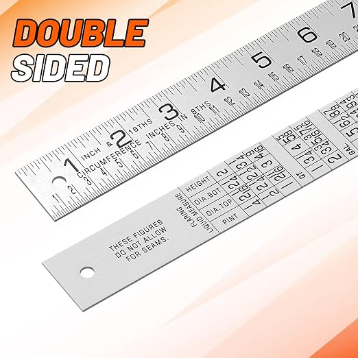 Tellegloww 2 Pcs Steel Ruler 1-1/4 in x 4 ft Machinist Rule Measuring Tool for Tinner Circumference Measurement Metalworking Industrial Drawing Engineering