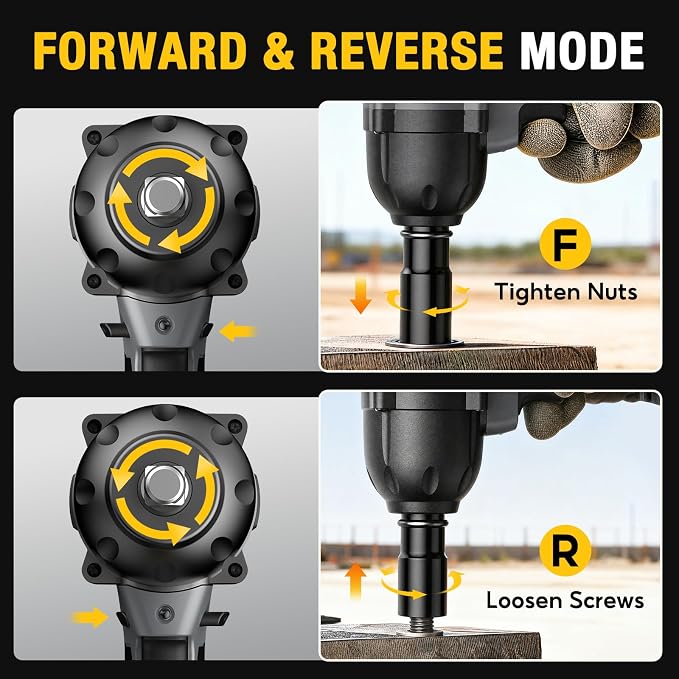 SOARFLY 1/2" Cordless Impact Wrench, 738 Ft-lbs (1000 N.m) High Torque 21V Brushless Electric Impact Gun with 2x 4.0Ah Batteries, Impact Driver with LED Light, 6 Sockets for Home Car/Mower/Truck RV