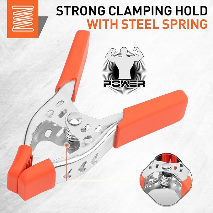 HORUSDY 4-Piece 8" inch Spring Clamp, Heavy Duty Spring Metal Spring Clamps, 3.4"-inch Jaw opening