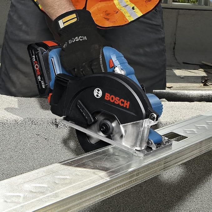 Bosch Professional Cordless Circular Saw GKM 18V-50 (Faster Work Progress, Limited Sparks and Chips, Without Batteries and Charger, in Cardboard Box)