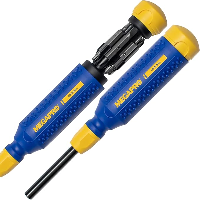 MEGAPRO® 15-in-1 Original Multi-bit Screwdriver | Home DIY & Repair | Construction | Tradeswork | 14 Industrial-grade bit tips | 1/4" Hex Drive in shaft (The Original)