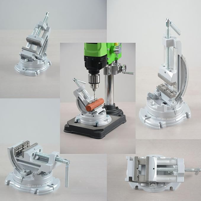 Drill Press Vise, 0–90° Tilt, 360° Swivel Base， 3" Jaws