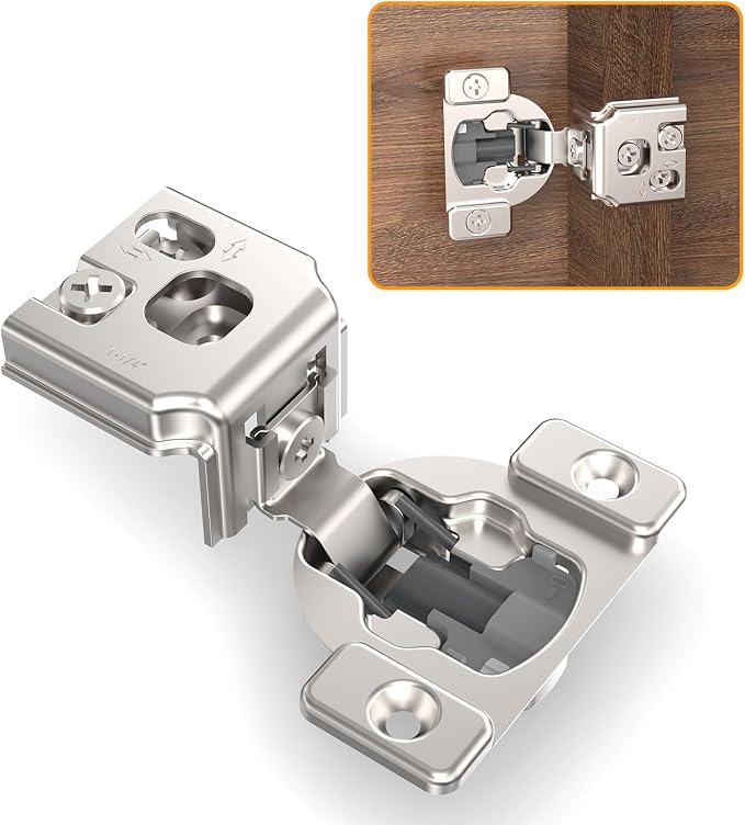 Chibery 10 Pack 1-1/4" 4D Concealed Hinges for Face Frame Door, Soft Close On/Off Switch, Self Closing, 105° Open Angle Concealed Stainless Steel Hinges for Framed Cabinet, Satin Nickel