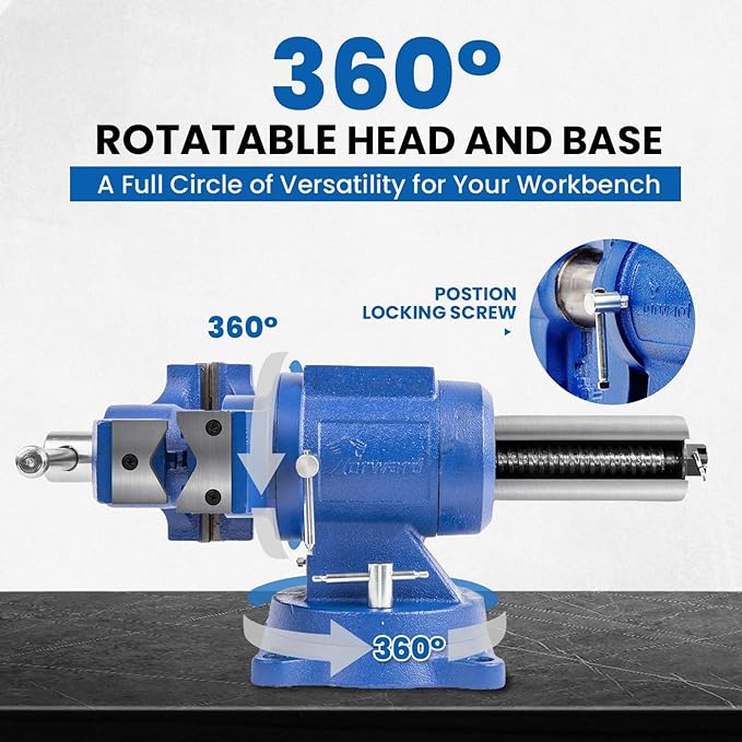 Forward HY-DT150B-6IN Heavy Duty Bench Vise 360-Degree Swivel Base and Head with Anvil (6")