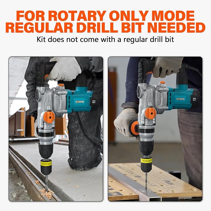 Berserker 1-1/8" SDS-Plus Rotary Hammer Drill with 1/2" Keyless Adapter | 1050W 9 Amp 3 Functions 9.5 lb. Corded Electric Safety Clutch Rotomartillo for Concrete Cement Masonry Drilling,Tile Removal