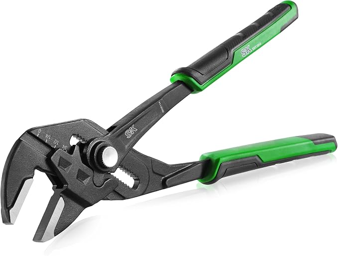 SK 10" Pliers Wrench, Smooth Parallel Jaw Water Pump Pliers, CR-V Steel | Groove Joint Pliers, Adajustable 21 Positions Up to 2" Jaw Capacity, Ergonomic Anti-slip Handle for Comfortable Grip