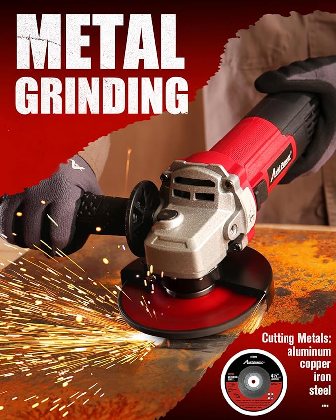 AVID POWER Angle Grinder 4-1/2 inch Electric Grinder Tools 750W 6.5 Amp Metal Grinder, 11500 RPM, with Grinding and Cutting Wheels, Auxiliary Handle, Wrench for Cutting and Grinding