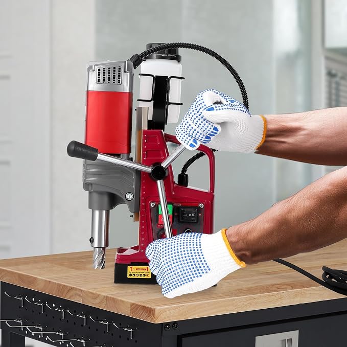 PrecisionAuto Portable Magnetic Drill Press – 1550W, 750RPM, 1.57" Boring Diameter, 13000N Holding Force, Adjustable Speed, Forward/Reverse, Twist Drill Adapter – Includes Coring Bits & Case, Heavy