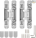HBL' 2 Pack Hidden Door Hinges, 6 Inch Silver Heavy Duty Hidden Hinges for Secret Doors, 3-Way Adjustable to Bulid Conceal Bookcase Door