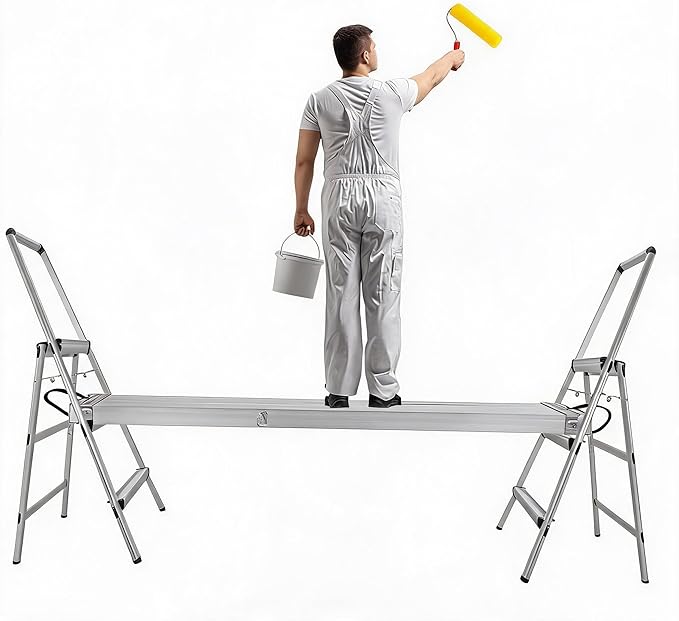 Telescoping Aluminum Work Plank - Adjustable Scaffolding Platform, 440lbs Capacity, Skid-Proof Surface, Professional Ladder Accessory for Home Renovation - Size: 6FT-9FT
