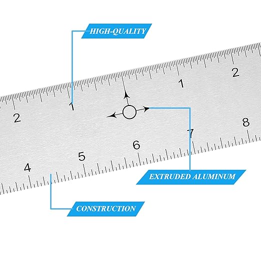 Tellegloww 2 Pack 12 Inch Center Finding Rulers Aluminum Metal Centering Ruler Tool Straight Edge for Woodworking Metal Work Construction and Around the Home