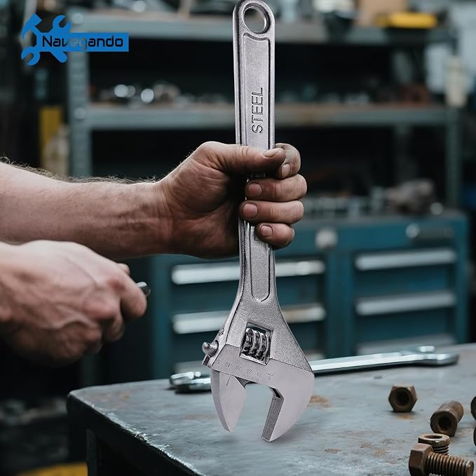 Navegando 15 Inch Adjustable Wrench, Professional High Carbon Forged Steel Wrench,for Automotive & Industrial Use, Heavy Duty