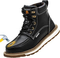 KELODON Waterproof Steel Toe Boots For Men-6" Leather Moc Toe Work Boots Mens Steel Toe Shoes Indestructible Non Slip Resistant Construction Safety Boot