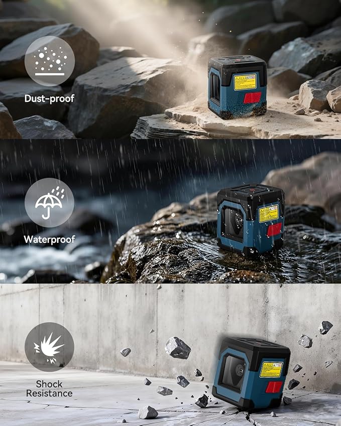 Laser Level, RockSeed Cross Line Laser with Self-Leveling, Vertical and Horizontal Line, Rotatable 360 Degree, Carrying Pouch, Battery Included (Green Laser, 2-Line)